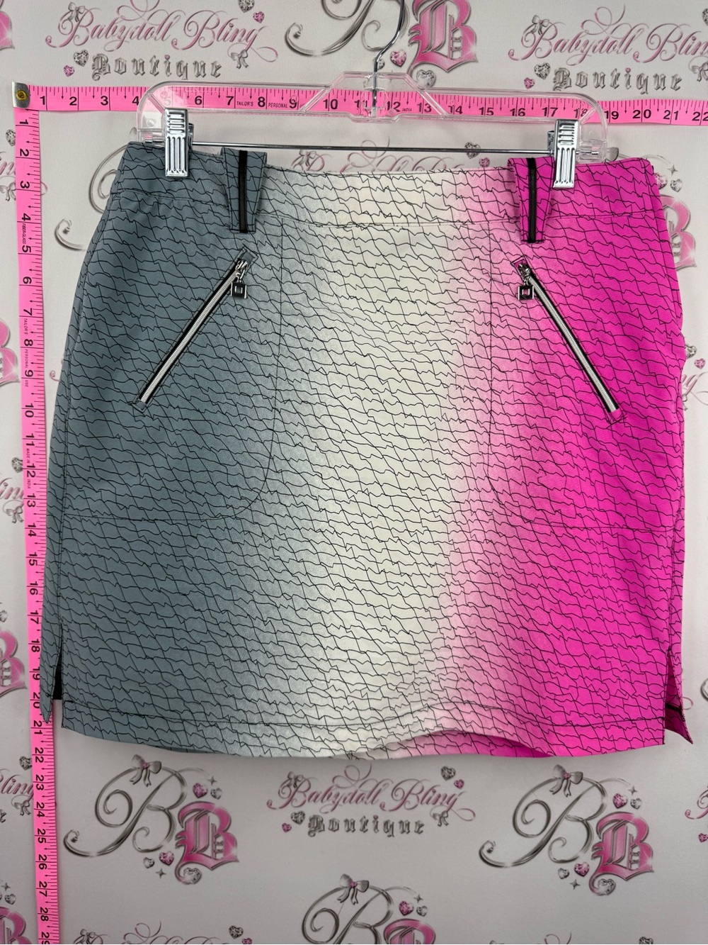 JAMIE SADOCK skirt Gradient Pink Gray Ombre Mini Skirt with Zip Pockets